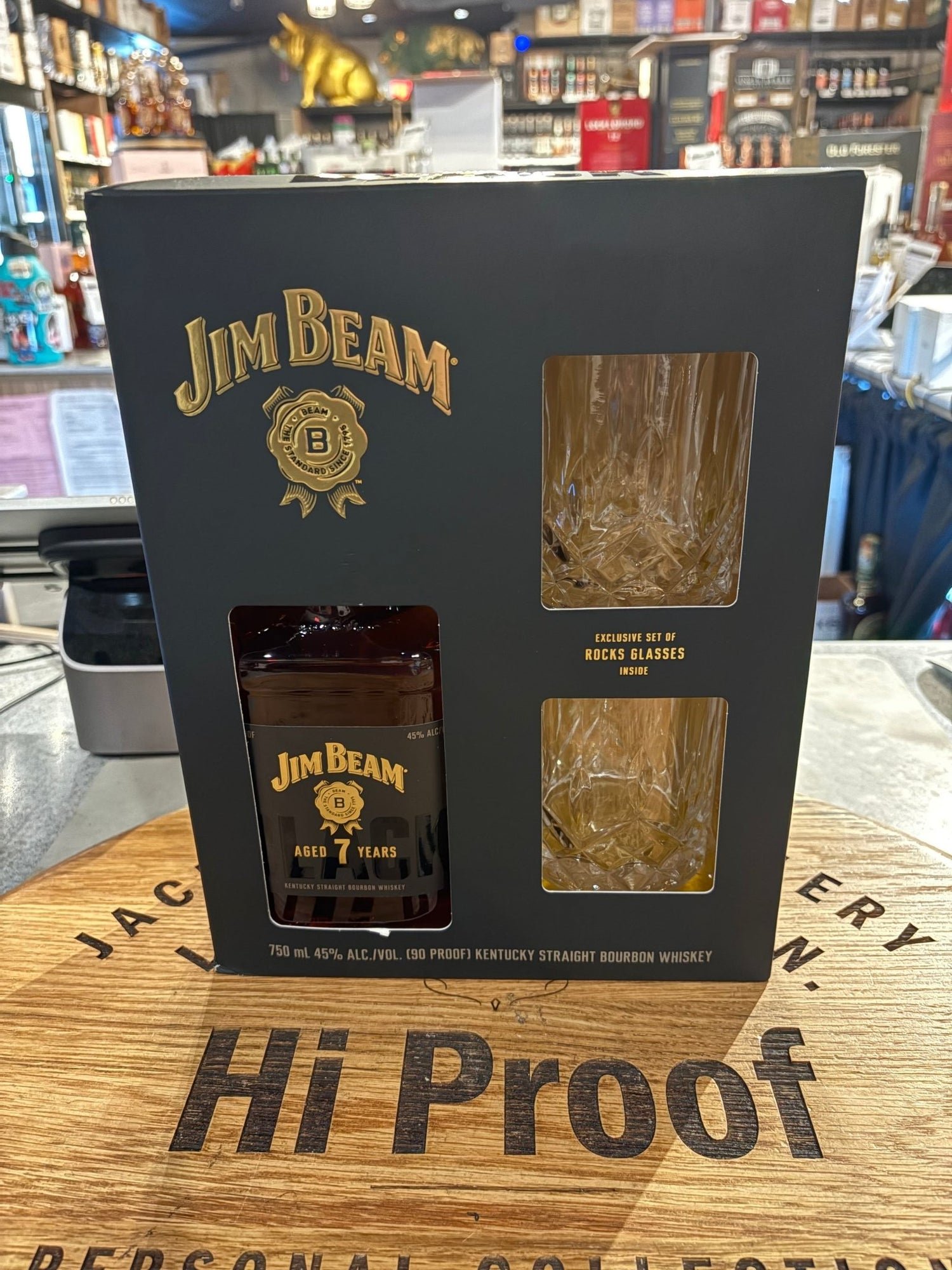 Jim Beam Black 7 Year Old with 2 Rock Glass Gift Pack 750ml
